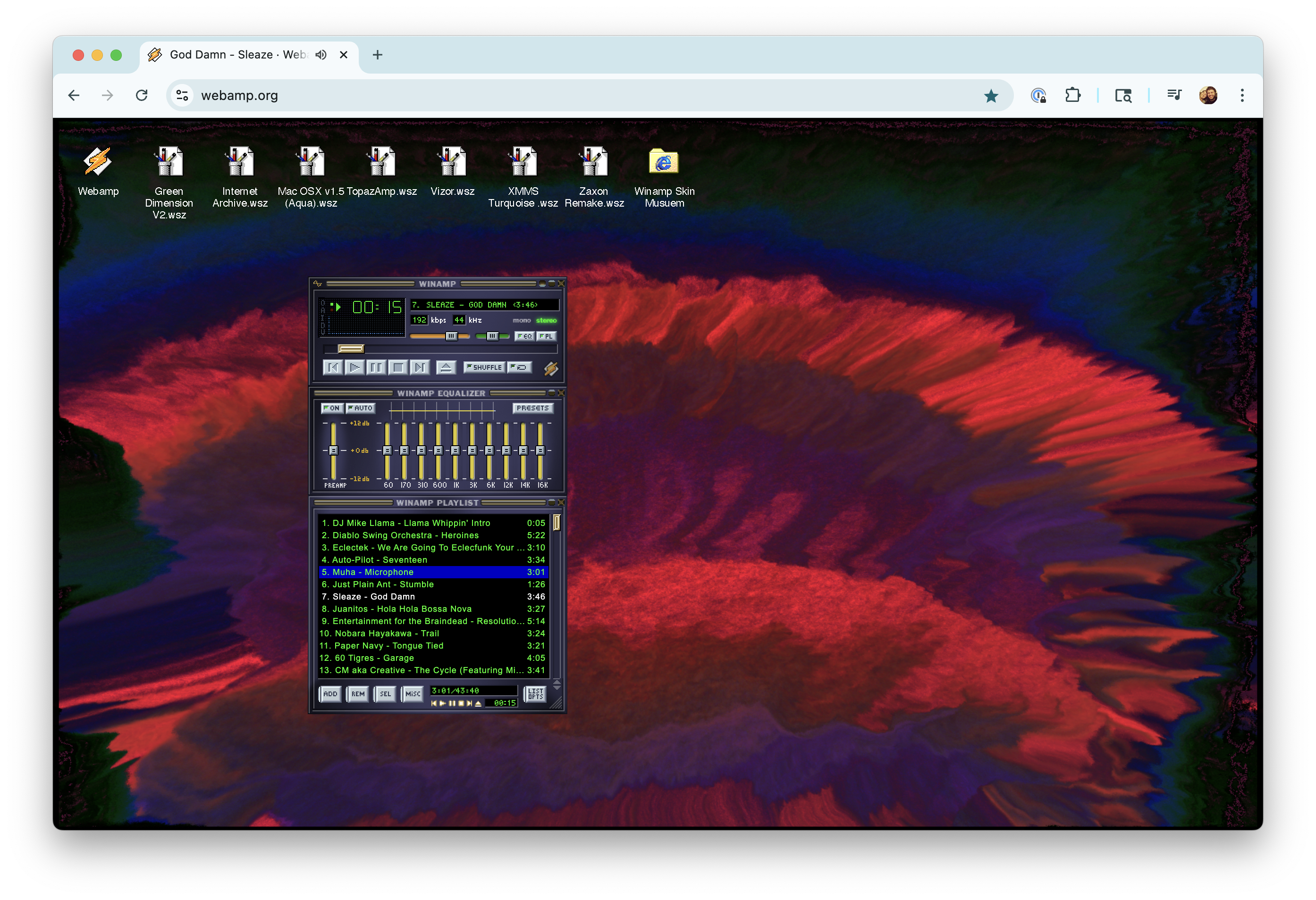 Webamp Milkdrop Desktop Mode